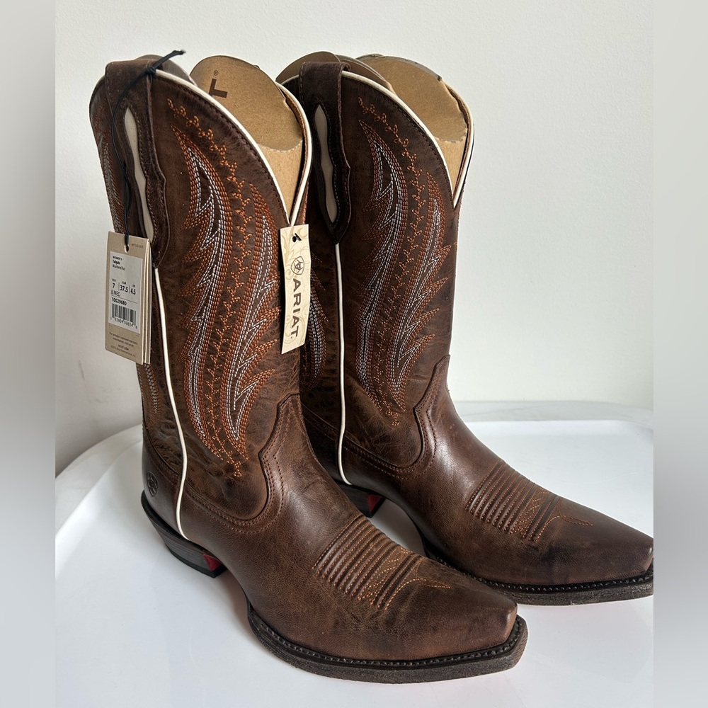 Ariat Brown Western Leather Heeled Cowboy Boots